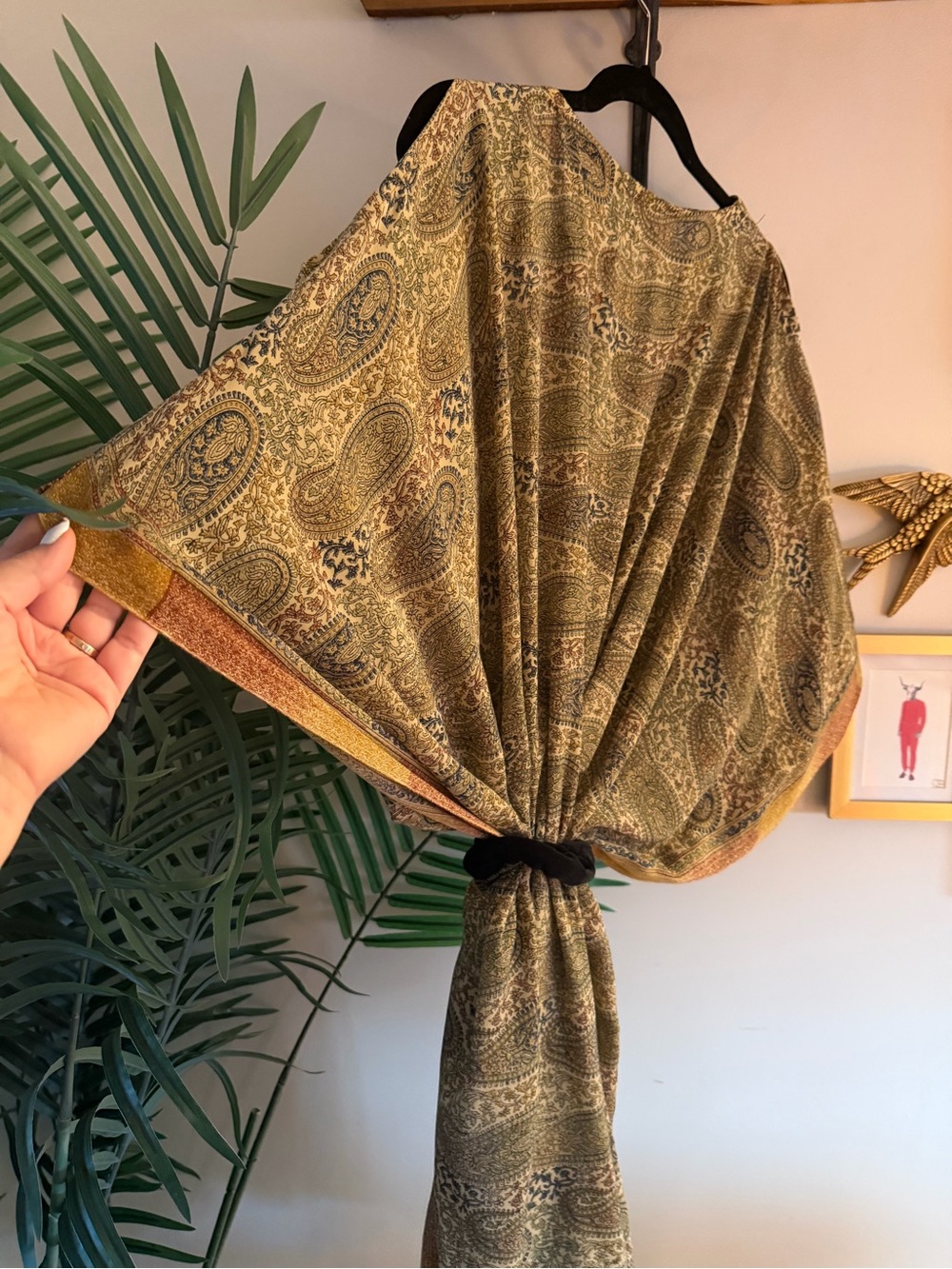 Gold Paisley Mu Mu Dress Tunic Kimono.